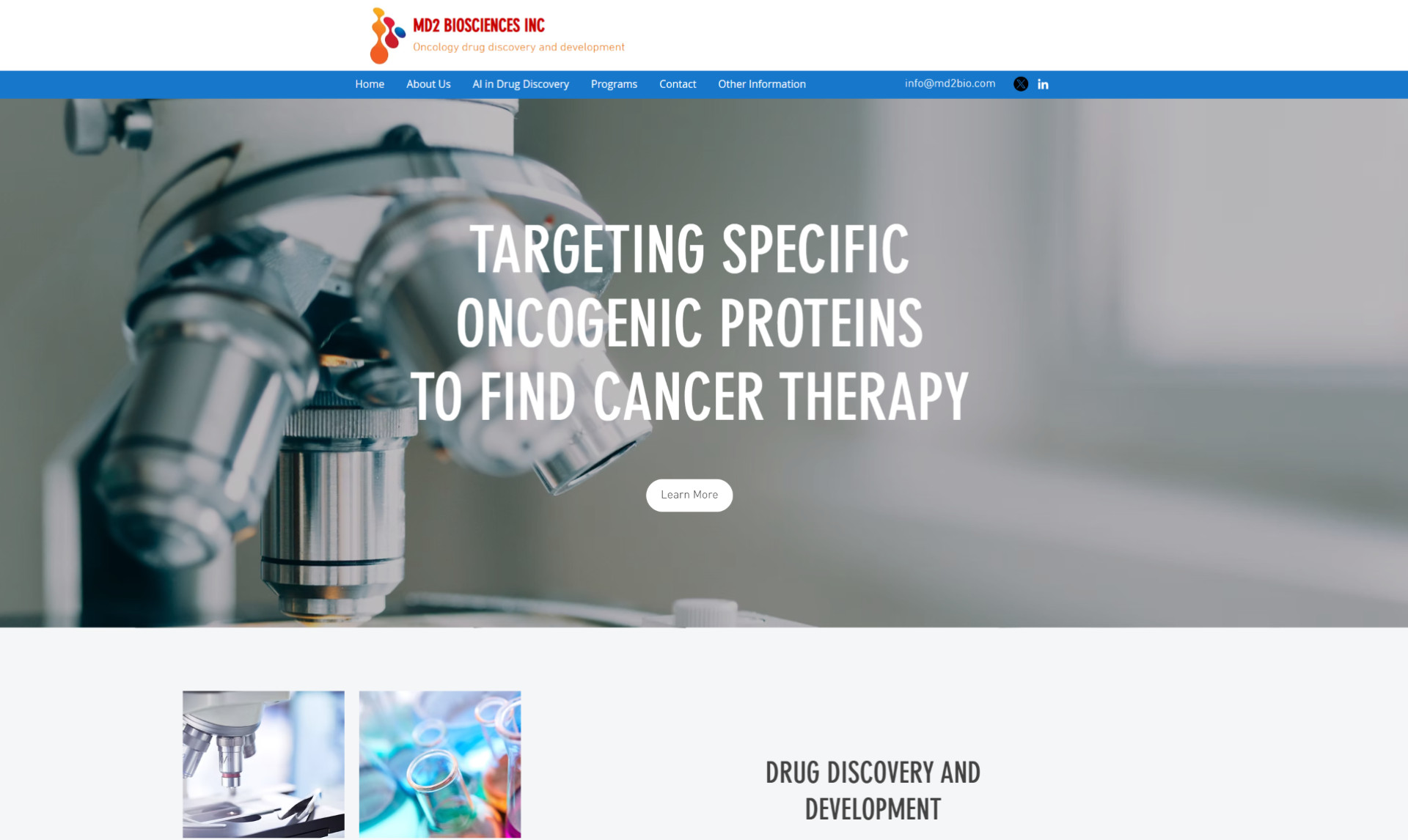 MD2 Website screenshot
